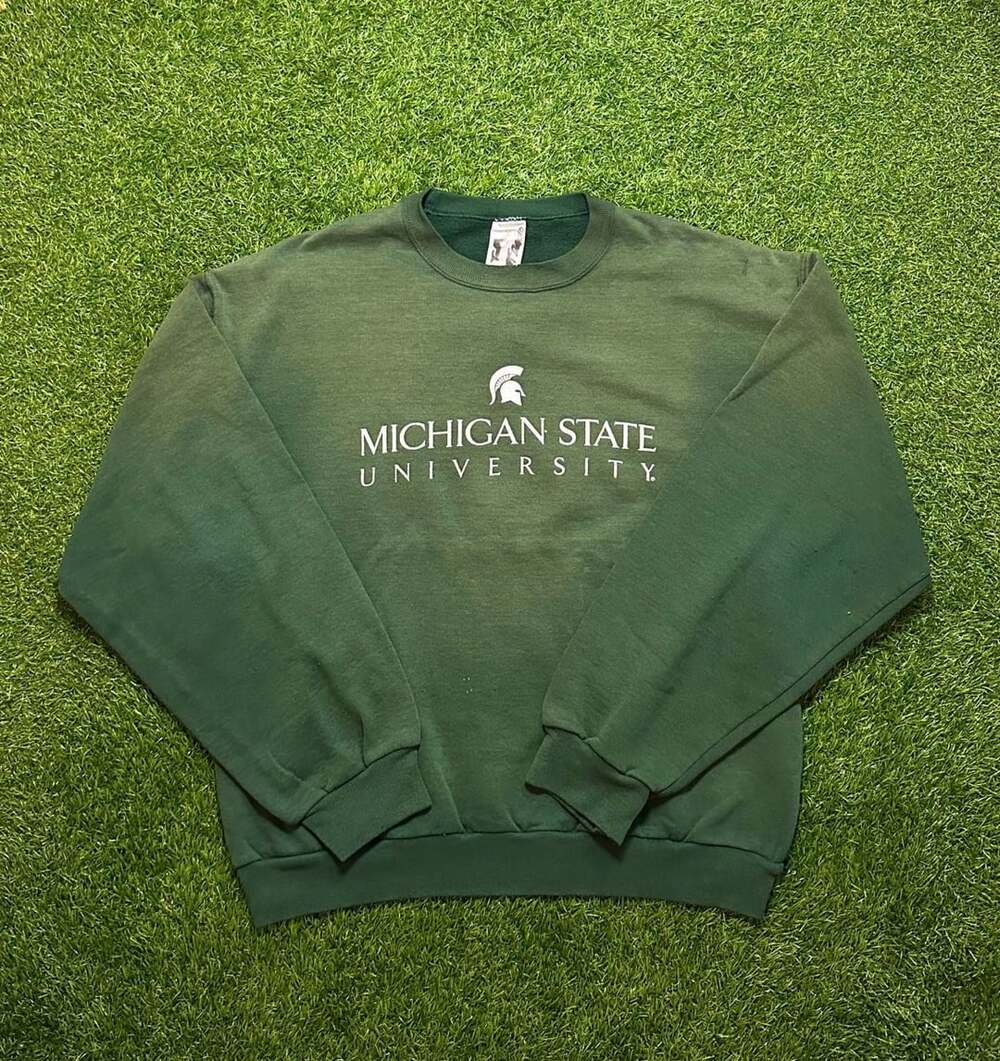 Vintage 1990s JerZees Michigan State University Sweatshirt Green
